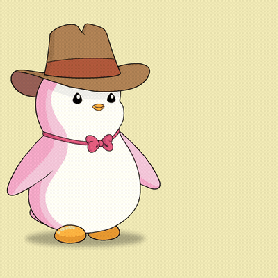 Pink Penguin Wearing Cowboy Hat And Bow Tie GIF