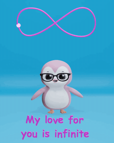 Pink Penguin With Glasses My Love For You Is Infinite GIF