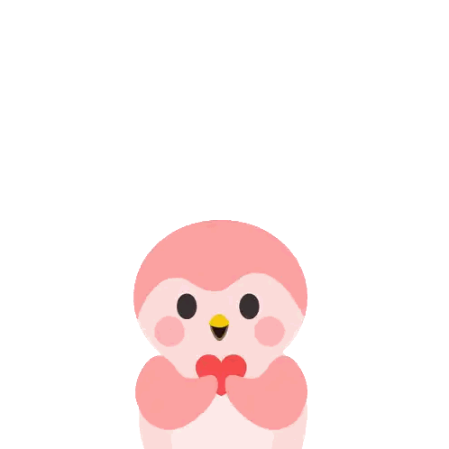 Pink Penguin With Red Heart Sticker