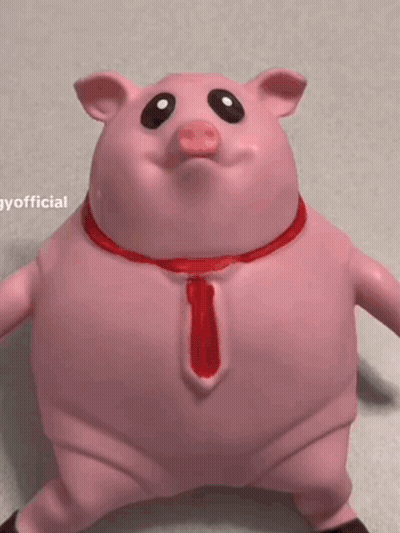Pink Pig In Red Tie And Red Ribbon GIF