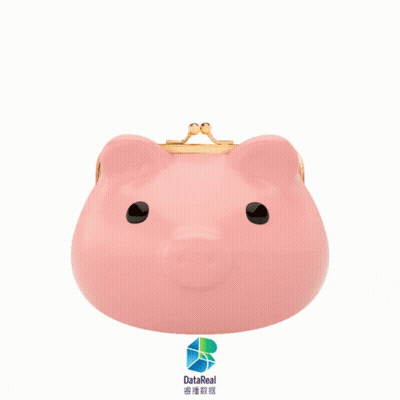 Pink Piggy Bank With Gold Coin and Datareal Logo