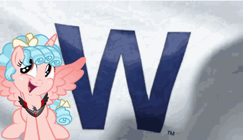 Pink Pony Standing In Front Of Blue Letter W GIF