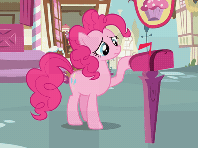 Pink Pony Standing Next To Pink Mailbox GIF