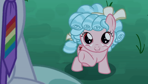 Pink Pony With Blue Hair And White Bow GIF