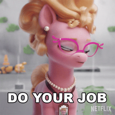 Pink Pony With Glasses And Pearl Necklace Says Do Your Job GIF