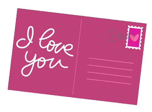 Pink Postcard Saying I Love You Sticker
