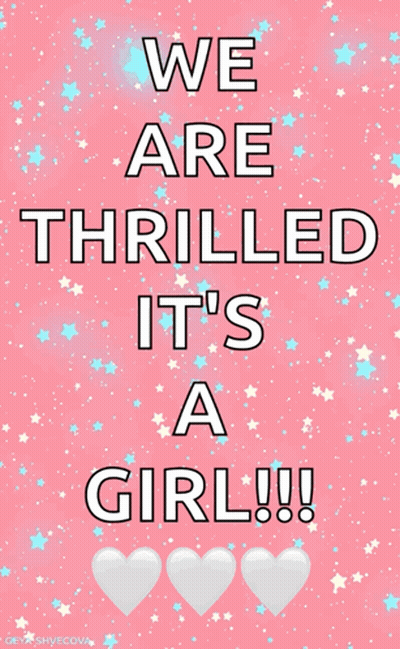 Pink Poster We Are Thrilled It's A Girl GIF