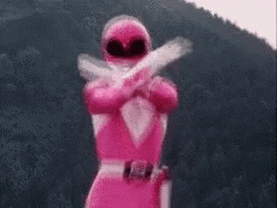 Pink Power Ranger Dancing With Arms Outstretched GIF