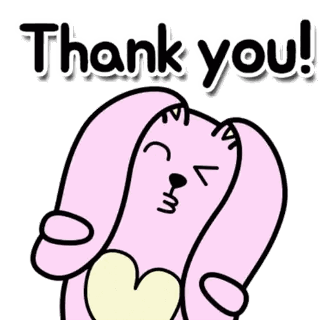 Pink Rabbit Covering Face Thank You Sticker