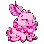 Pink Rabbit Wearing Scarf And Smiling Sticker