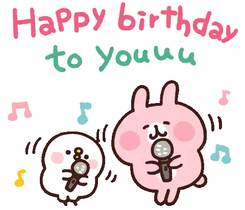 Pink Rabbits Singing Happy Birthday Sticker
