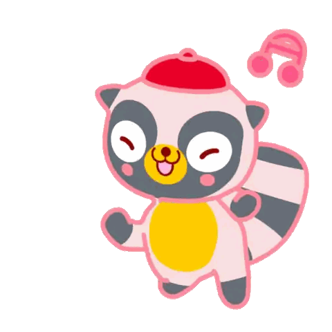 Pink Raccoon With Red Hat Sticker