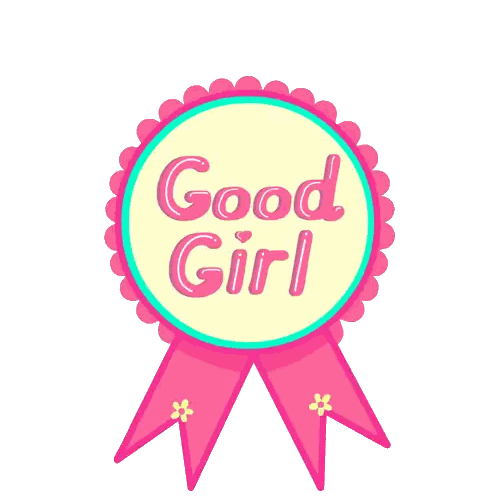 Pink Ribbon Saying Good Girl Sticker