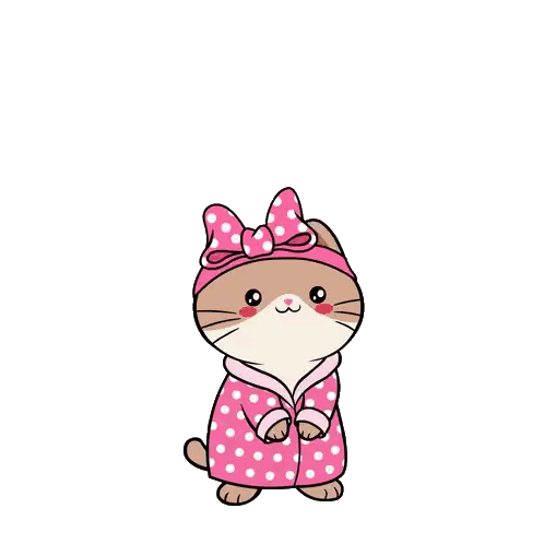 Pink Robe Cat Sticker