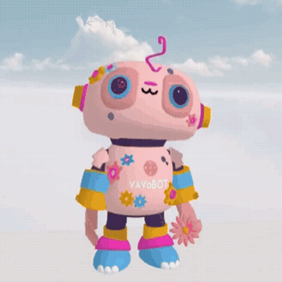 Pink Robot Drinking Cup Saying Good Morning GIF