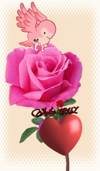 Pink Rose And Red Heart With Ana Cruz GIF