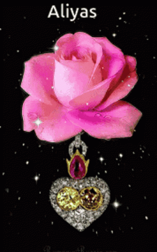 Pink Rose Surrounded By Heart Pendant GIF