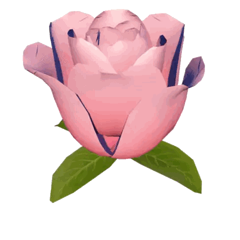 Pink Rose With Green Leaves Sticker