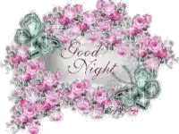 Pink Roses And Butterflies Good Night Card Sticker