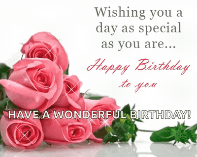 Pink Roses Birthday Card Wishing You A Special Day GIF