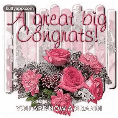 Pink Roses Bouquet Congratulations Card GIF