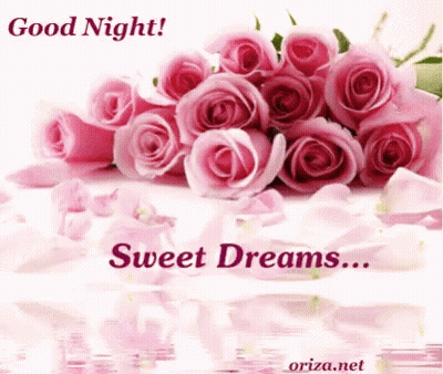 Pink Roses Bouquet Good Night Sweet Dreams GIF
