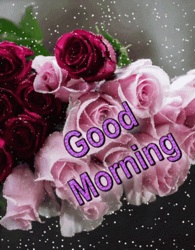 Pink Roses Bouquet Saying Good Morning GIF