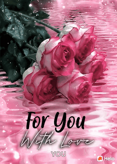 Pink Roses Floating With For You Love GIF