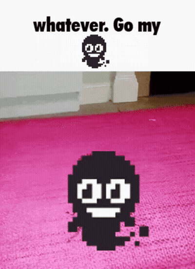 Pink Rug With Pixelated Face GIF