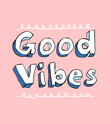 Pink Sending Good Vibes Graphic Art GIF