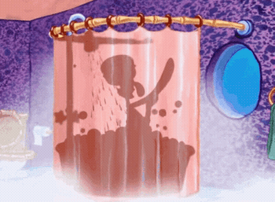 Pink Shower Curtain With Bathing Silhouette GIF