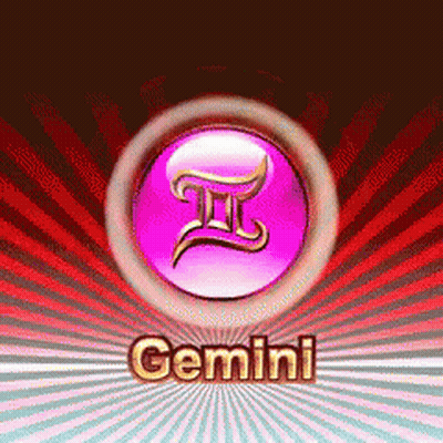 Pink Sign With Word Gemini In Gold Letters GIF