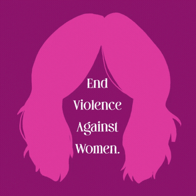 Pink Silhouette of Woman End Violence Against Women
