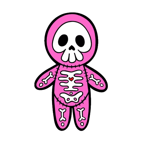 Pink Skeleton With Heart Sticker