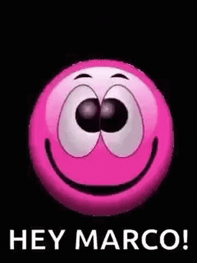 Pink Smiley Saying Hey Marco GIF