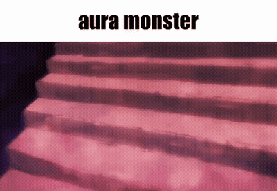 Pink Staircase With Aura Monster GIF
