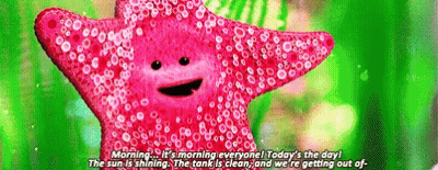 Pink Starfish With Bubbles Saying Morning GIF