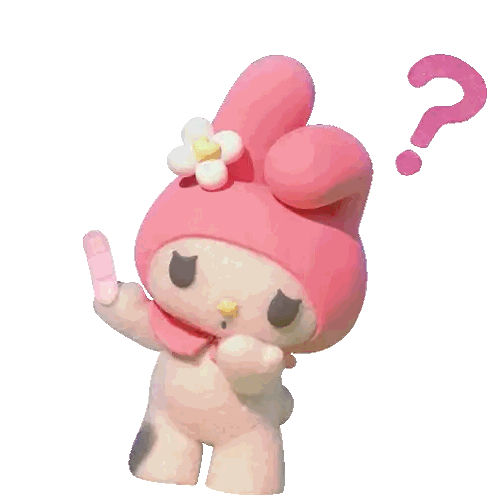 Pink Stuffed Animal With Question Mark Sticker