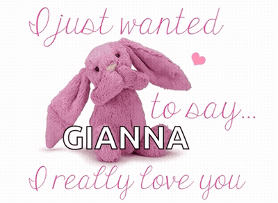 Pink Stuffed Bunny Saying I Just Wanted To Say Gianna GIF