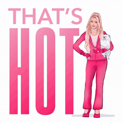 Pink Suit Woman With Small White Dog That's Hot GIF