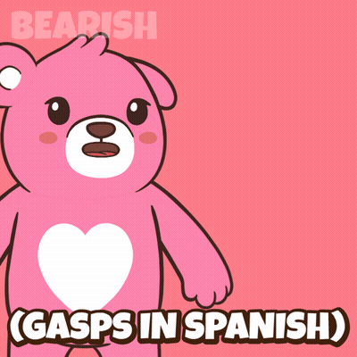 Pink Teddy Bear Gasps In Spanish GIF
