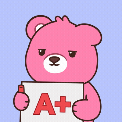 Pink Teddy Bear Holding A+ Sign GIF