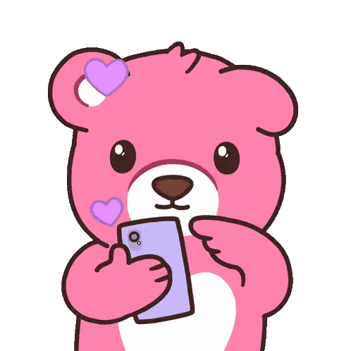 Pink Teddy Bear Holding Cell Phone Sticker