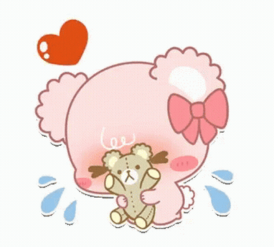 Pink Teddy Bear Holding Teddy GIF