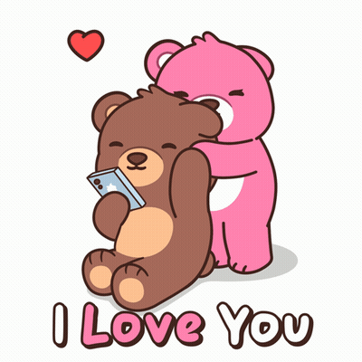 Pink Teddy Bear Hugging Brown Teddy Bear Saying I Love You GIF