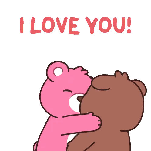 Pink Teddy Bear Hugging Brown Teddy Bear Saying I Love You Sticker
