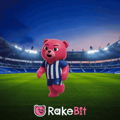 Pink Teddy Bear On Soccer Field In Striped Shirt GIF