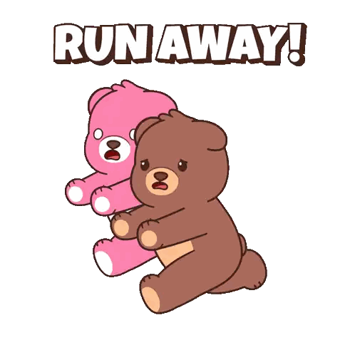 Pink Teddy Bear Running Away Sticker