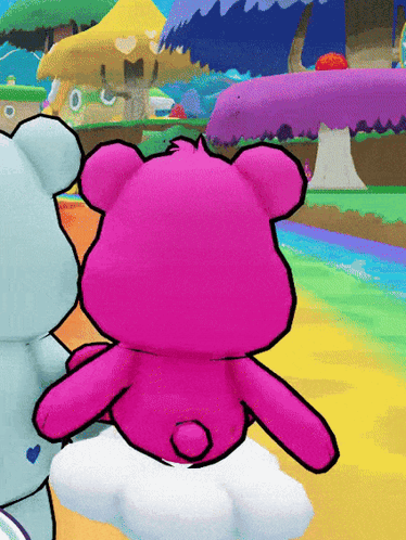 Pink Teddy Bear Sitting On Cloud GIF