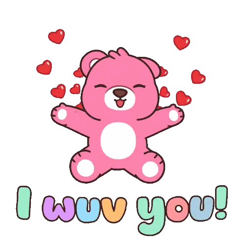 Pink Teddy Bear With Red Hearts I Wow You Sticker